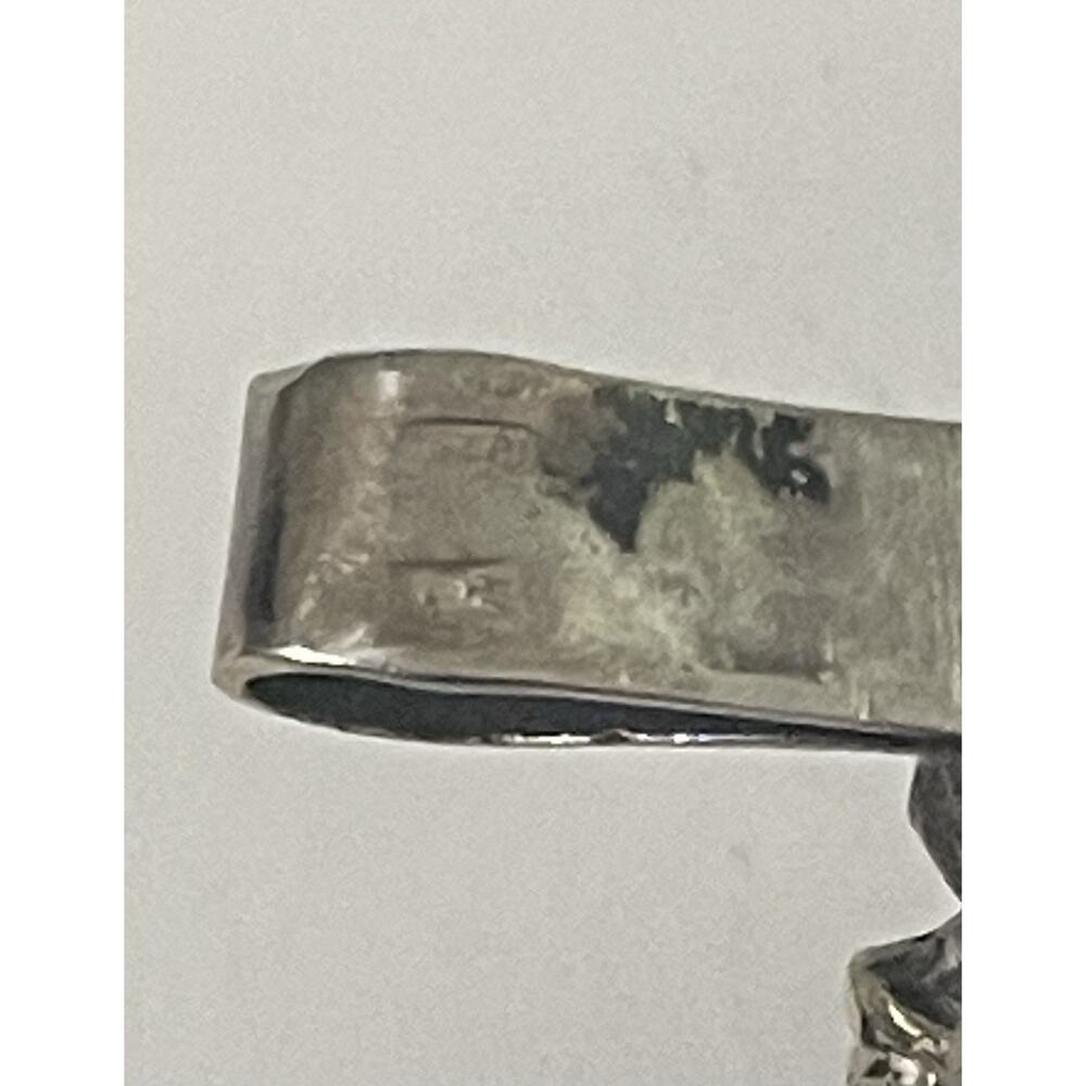 Vintage Baltic Amber Artisan Pendant Sterling Silver Frame Floral Leaf Motif 2” - Picture 7 of 8